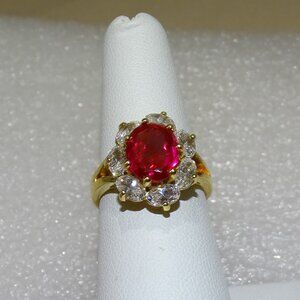 LAB GROWN RUBY AND BRIGHT SAPPHIRE ACCENTS RING